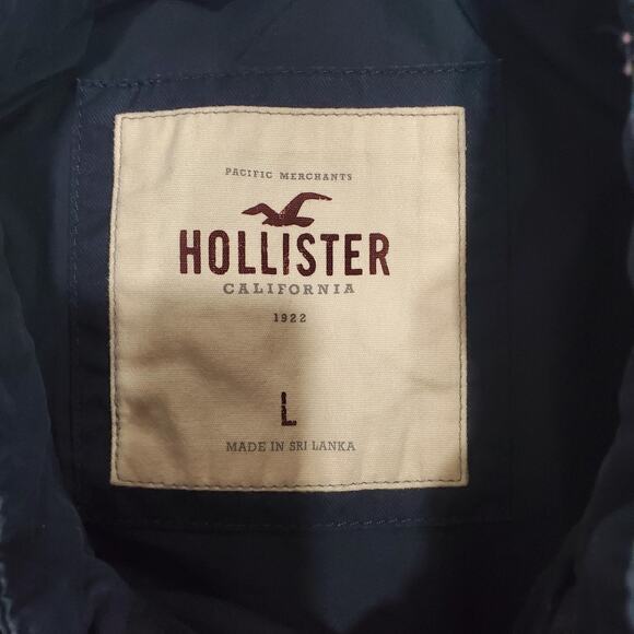 Y2K Hollister Jacket Womens Large Blue Quilted Cotton Zip Front Mock Neck - Picture 4 of 11